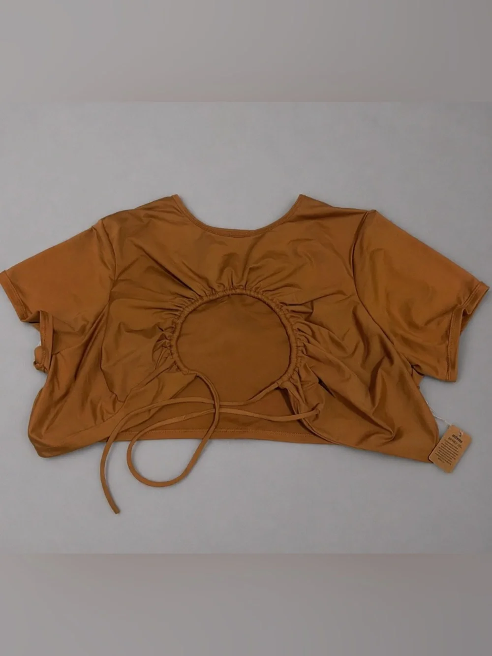 Skims Almond ruched swim top